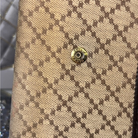 Gucci vintage 1973 Continental wallet Diamante canvas and black leather EUC - Picture 9 of 16